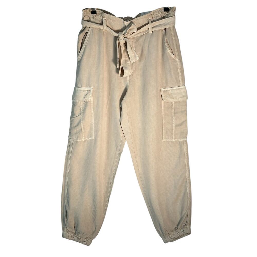 American Eagle Sz 12 NWT Super HiRise Cargo Jogger Elastic Paperbag Baggy Belted